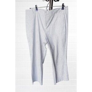 Calvin Klein White Grey Pinstriped Seersucker Capri Pant Size 12